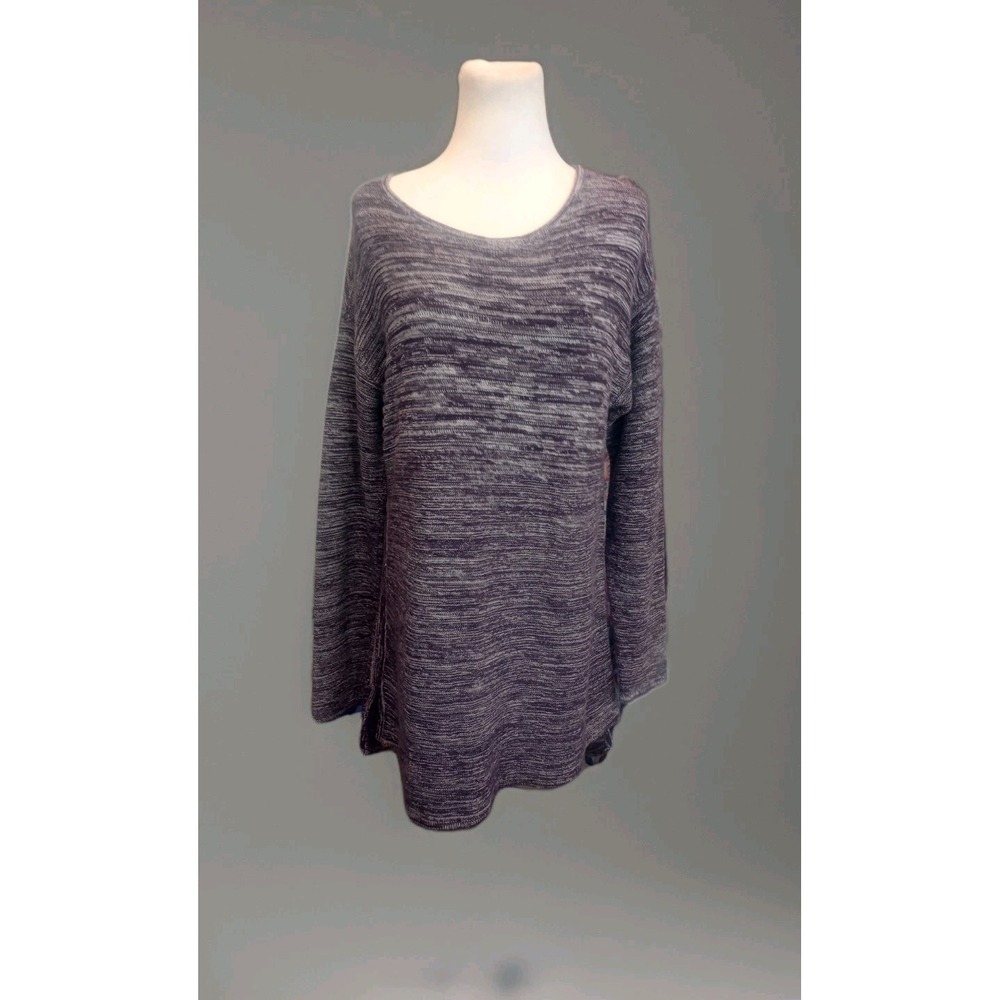 Ellen Tracy Sweater Womens L Lounge Heather Purple Long Sleeve Pullover Textured